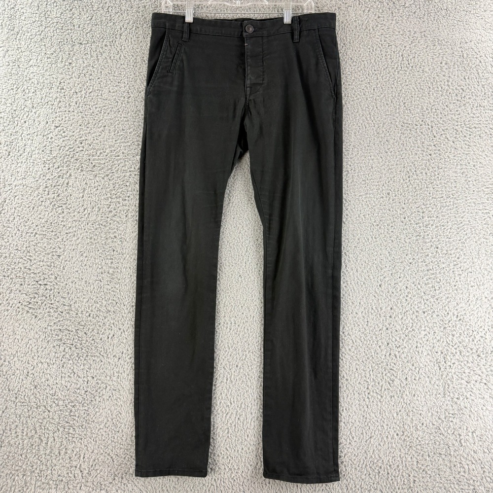 AllSaints Chinos Mens 32 Black Slim Fit Button Fly Cotton Spitalfields Pants